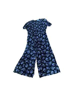 Vntg 90’s Volup Women's Sunshine Starshine Black Purple Floral Jumpsuit L